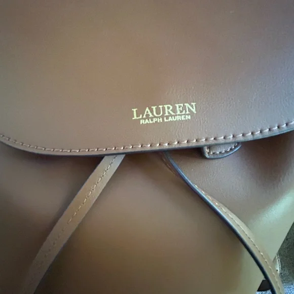 Lauren Ralph Lauren Brown Leather Backpack with Adjustable Straps - Picture 3 of 7